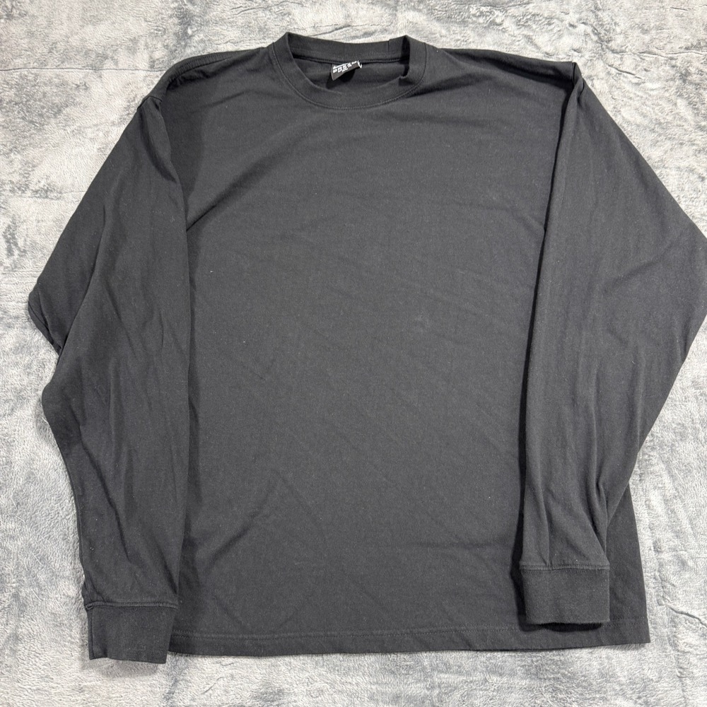 Dream USA Long‎ Sleeve Shirt Mens XL Black Heavyweight Cotton Crew Neck Tee